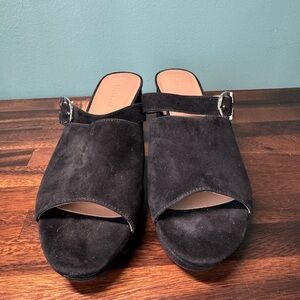 AEROSOLES Black Suede Mules Cosmic